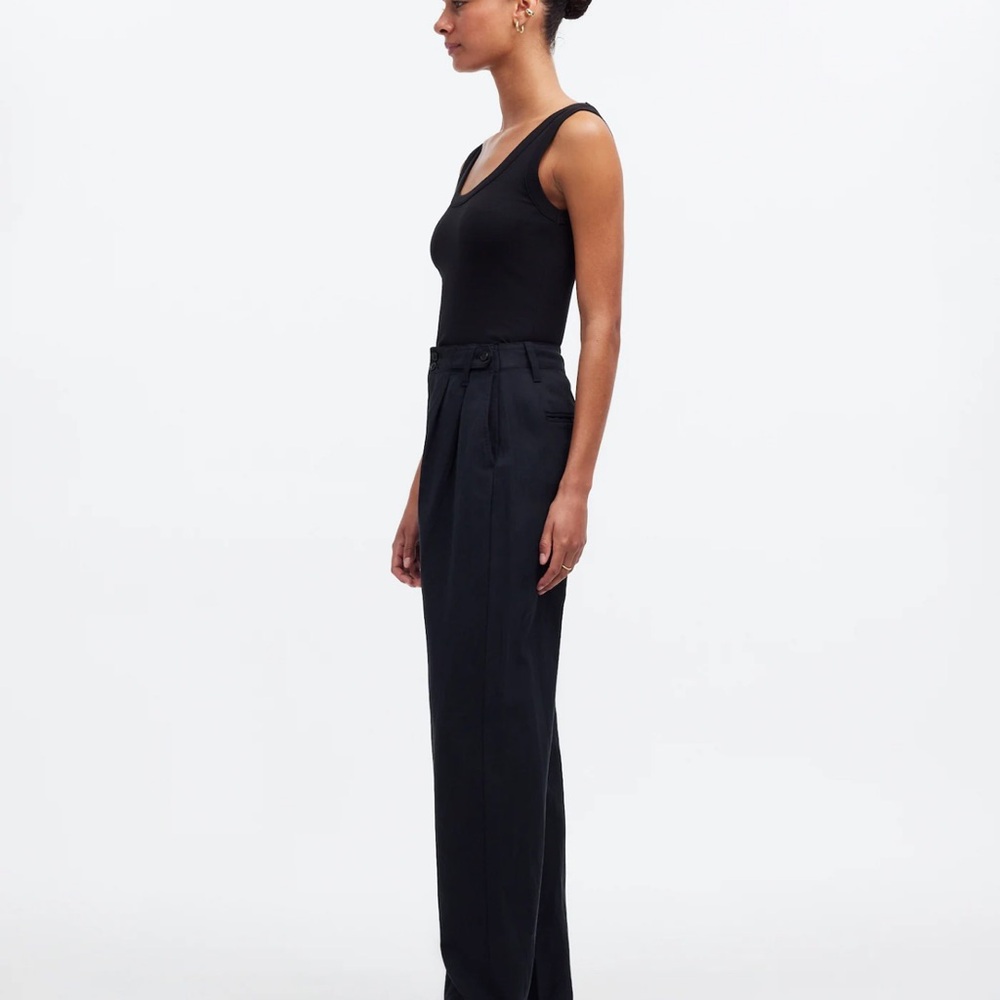 New Madewell The Harlow Wide Leg Drapey Twill - black, tan